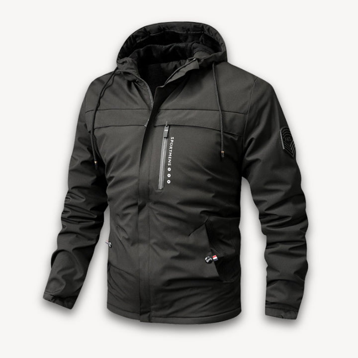 Men's Waterproof Hooded Jacket Adjustable Drawstring Outdoor Coat