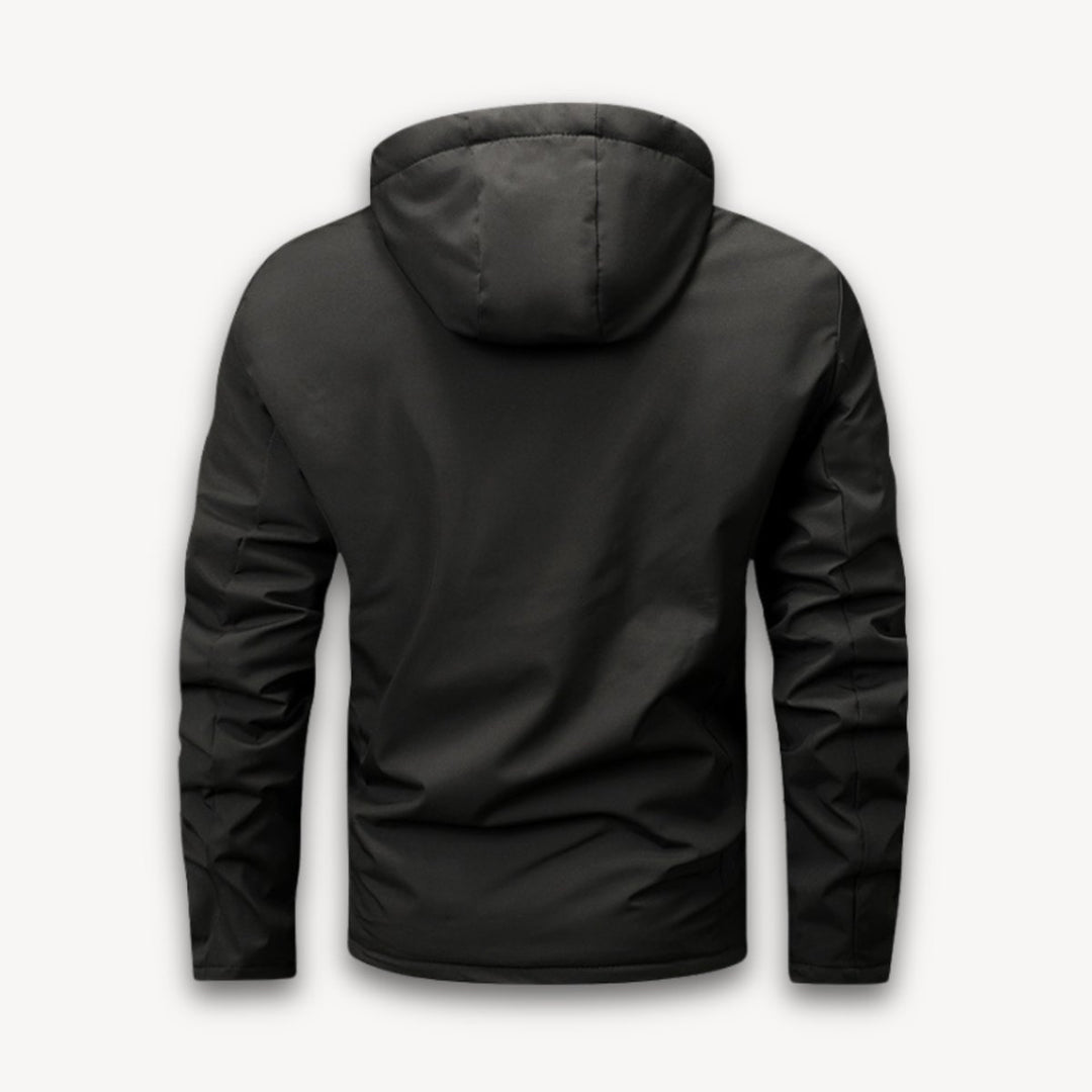 Men's Waterproof Hooded Jacket Adjustable Drawstring Outdoor Coat