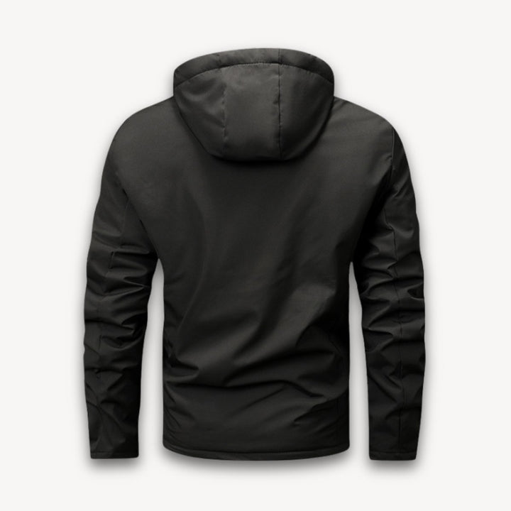 Men's Waterproof Hooded Jacket Adjustable Drawstring Outdoor Coat