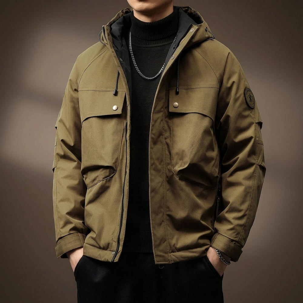 Men's Waterproof Hooded Multi-Pocket Cargo Jacket