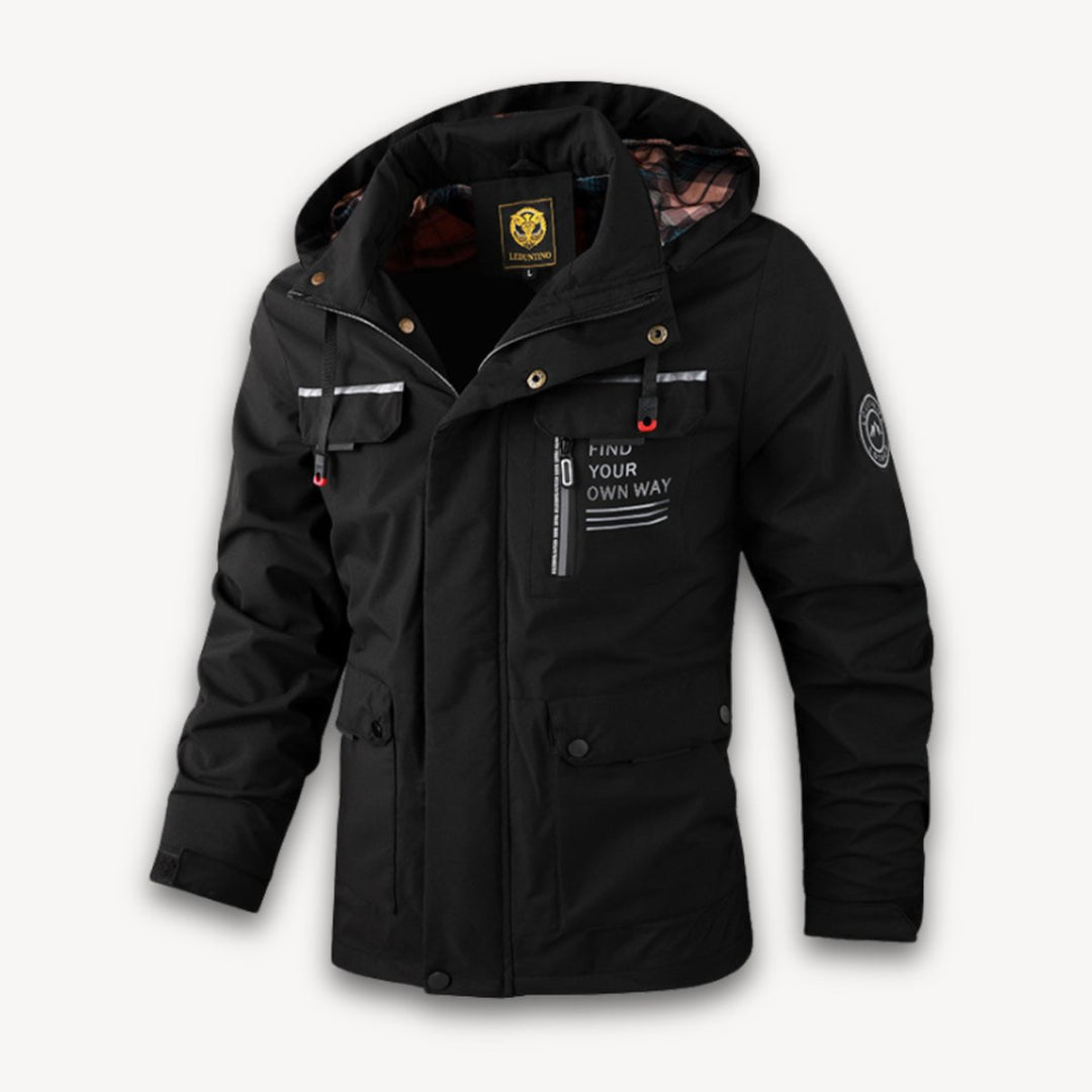 Men's Waterproof Hooded Multi-Pocket Insulated Jacket