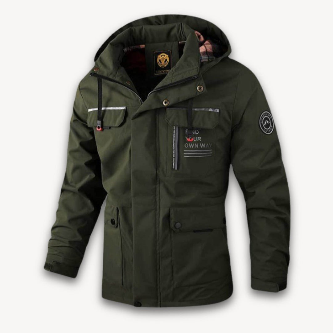Men's Waterproof Hooded Multi-Pocket Insulated Jacket