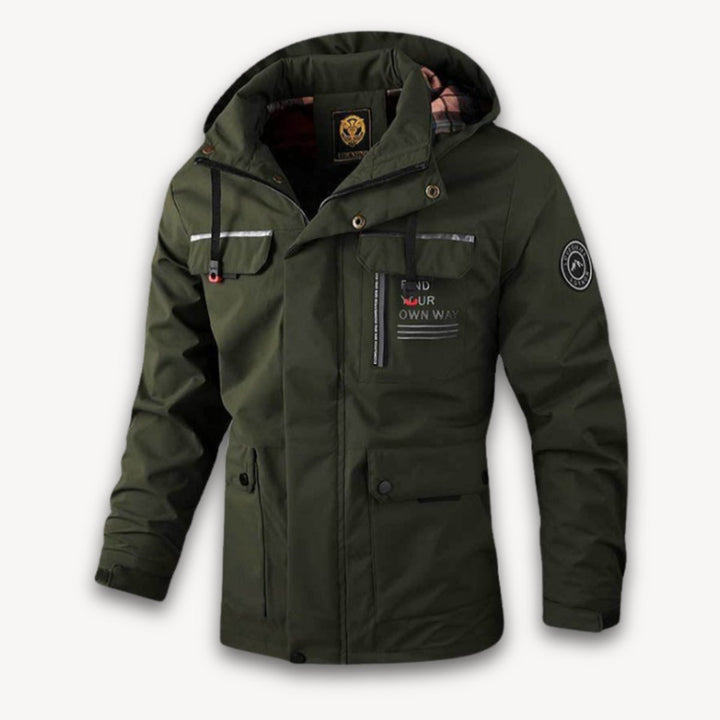 Men's Waterproof Hooded Multi-Pocket Insulated Jacket