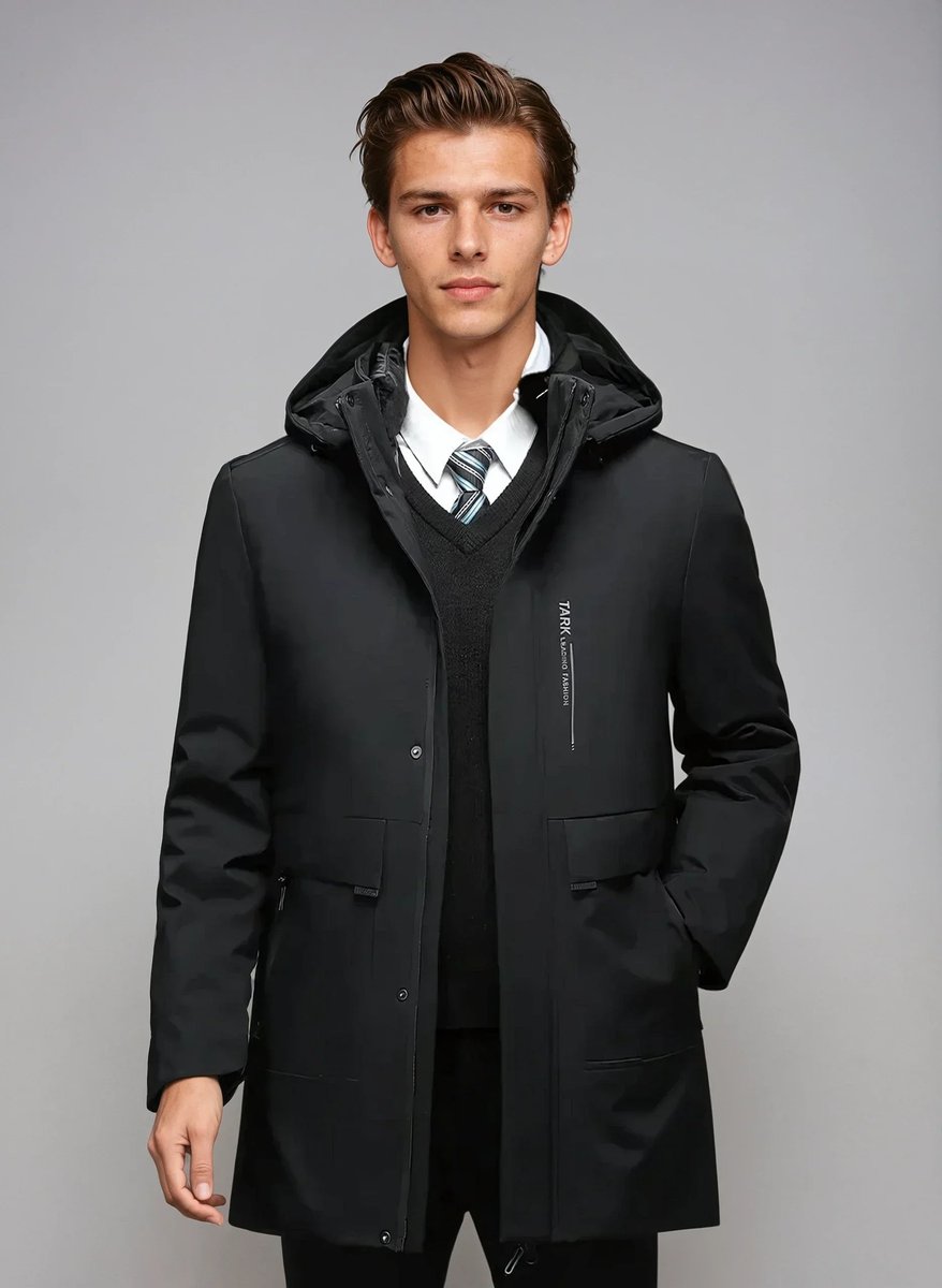 Men's Waterproof Hooded Parka Jacket Smart Casual Overcoat