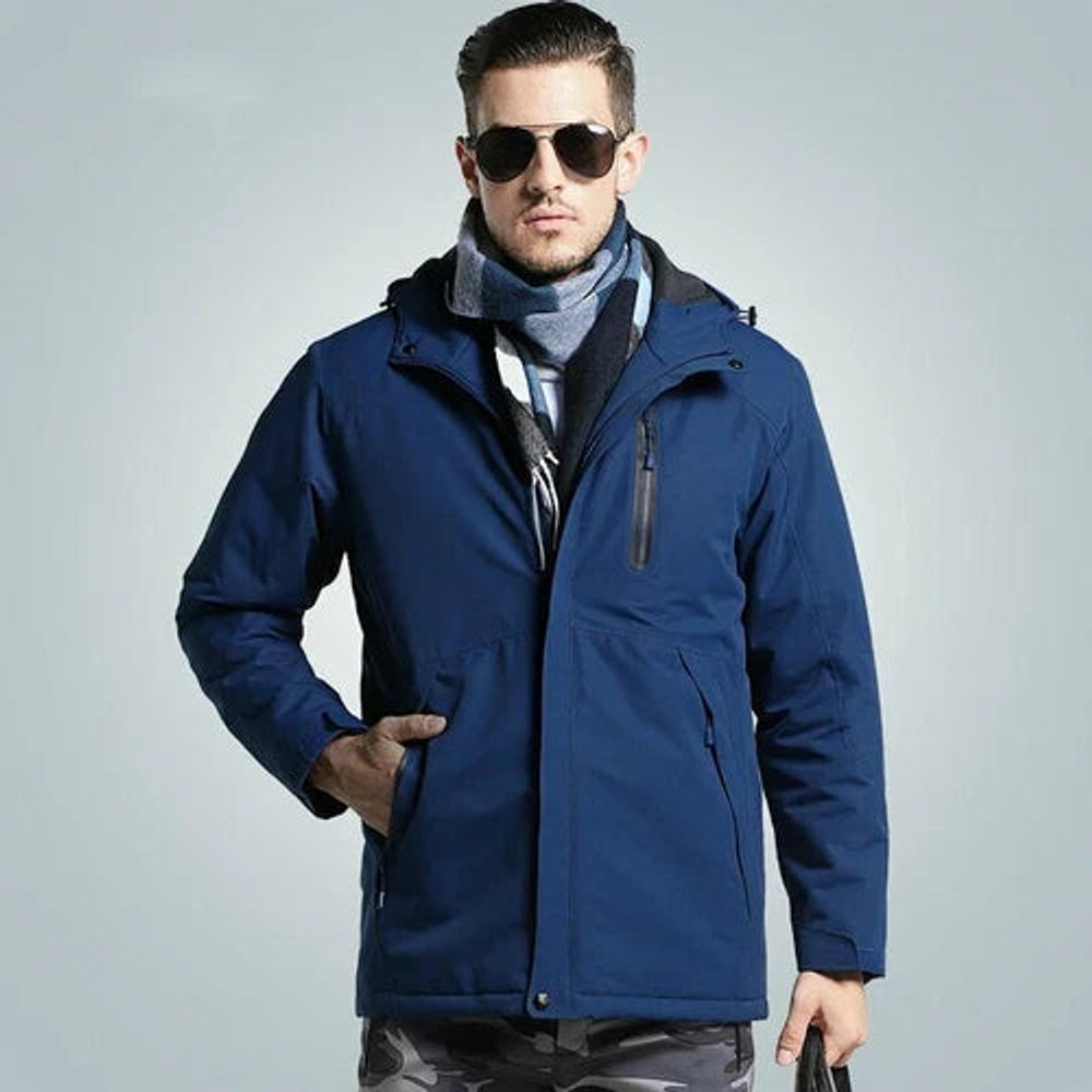 Men's Waterproof Hooded Parka Jacket Smart Casual Overcoat
