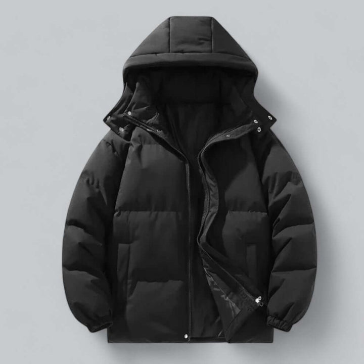 Men's Waterproof Hooded Puffer Bomber Jacket Detachable Hood