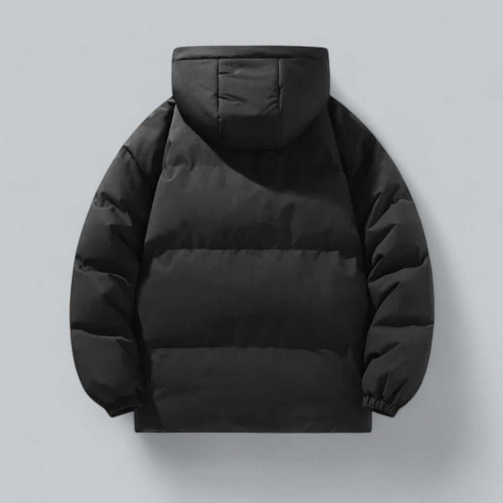 Men's Waterproof Hooded Puffer Bomber Jacket Detachable Hood