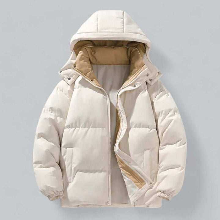 Men's Waterproof Hooded Puffer Bomber Jacket Detachable Hood