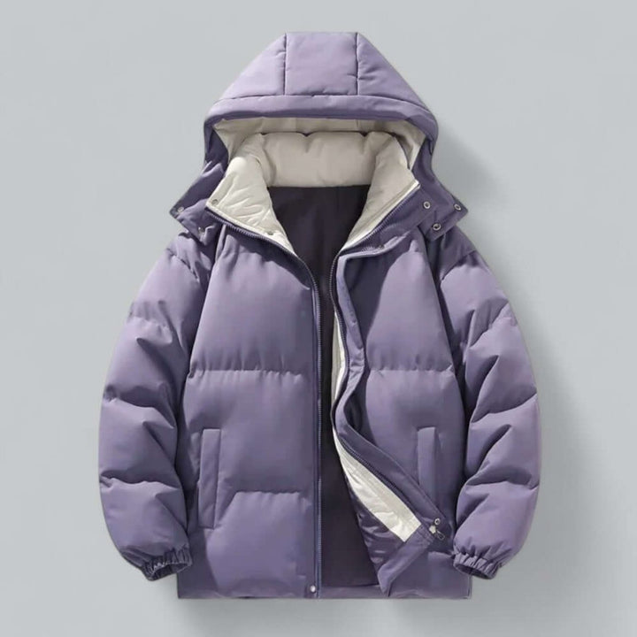 Men's Waterproof Hooded Puffer Bomber Jacket Detachable Hood