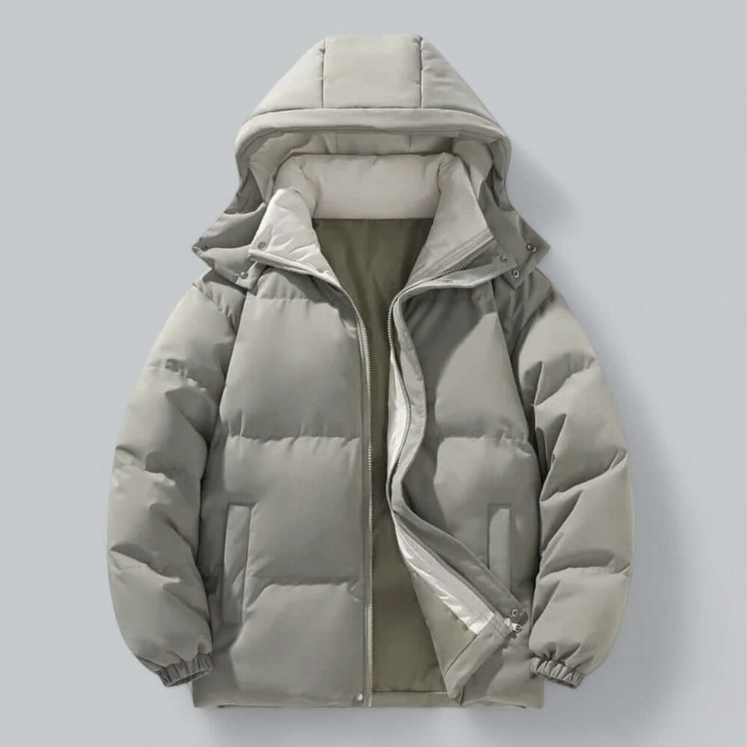 Men's Waterproof Hooded Puffer Bomber Jacket Detachable Hood