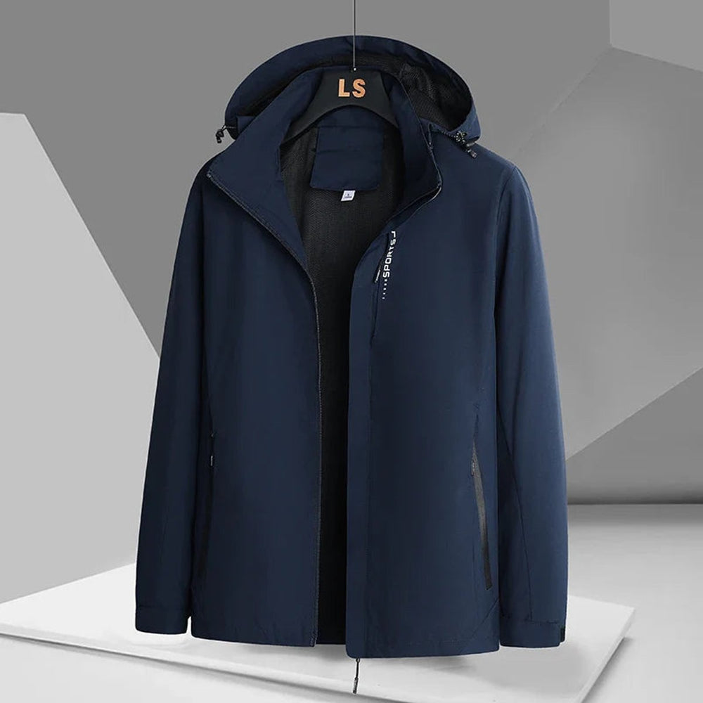 Mens Waterproof Hooded Relaxed-Fit Windproof Jacket