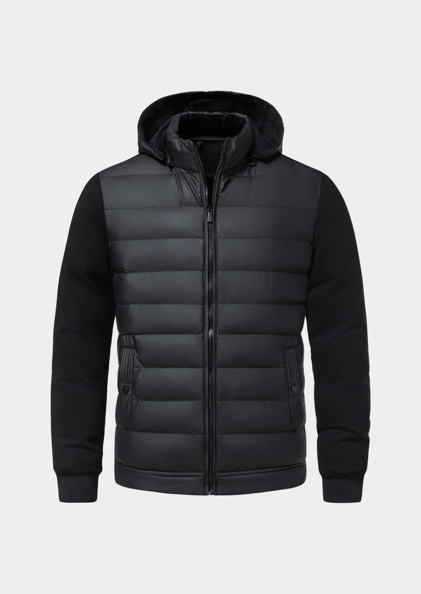 Mens Waterproof Hybrid Down Hooded Puffer Bomber Jacket
