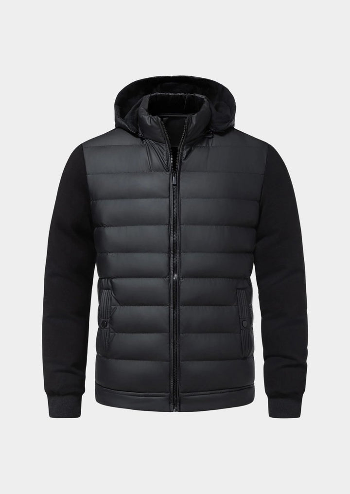 Mens Waterproof Hybrid Down Hooded Puffer Bomber Jacket