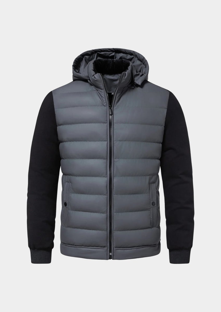 Mens Waterproof Hybrid Down Hooded Puffer Bomber Jacket