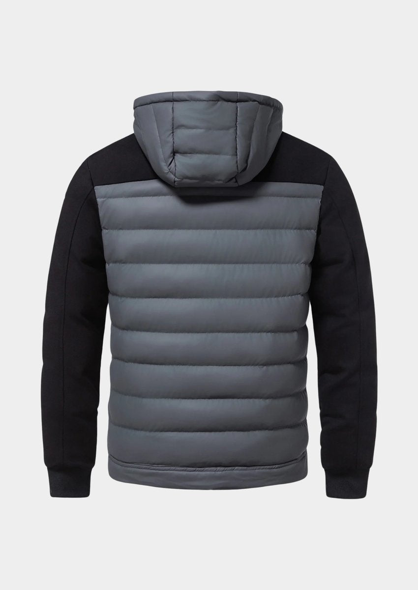 Mens Waterproof Hybrid Down Hooded Puffer Bomber Jacket
