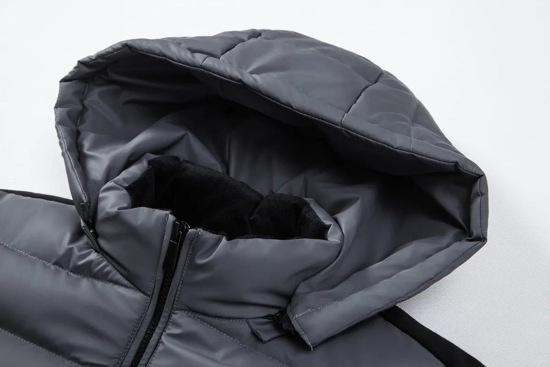 Mens Waterproof Hybrid Down Hooded Puffer Bomber Jacket