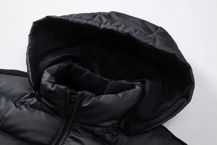Mens Waterproof Hybrid Down Hooded Puffer Bomber Jacket