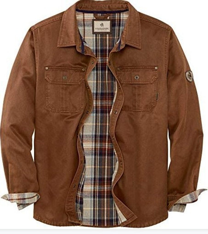 Men's Waxed Cotton Flannel-Lined Trucker Jacket Waterproof Coat