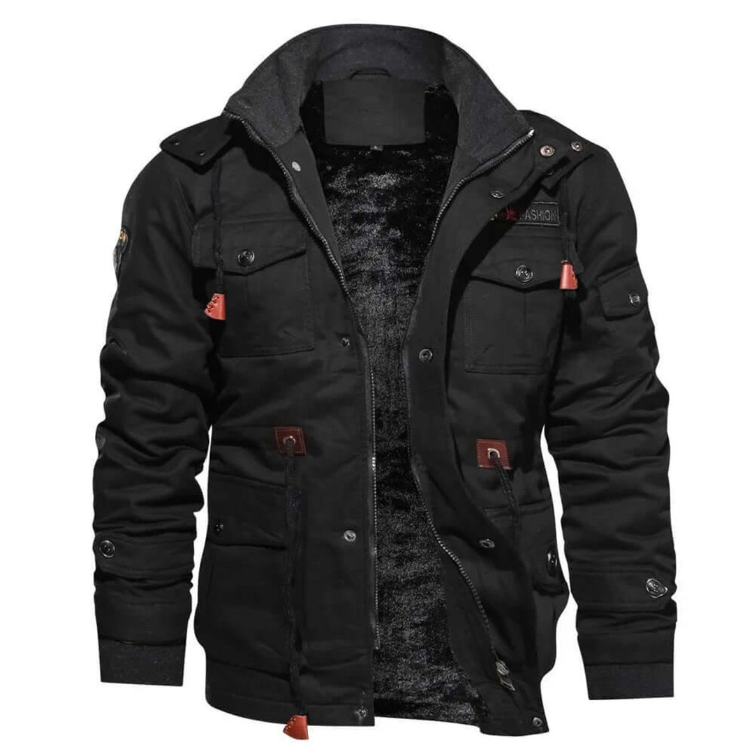 Mens Weatherproof Fleece-Lined Detachable Hood Winter Jacket