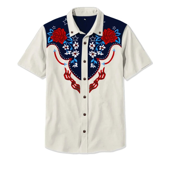 Men's Western Embroidered Short-Sleeve Shirt Relaxed Fit