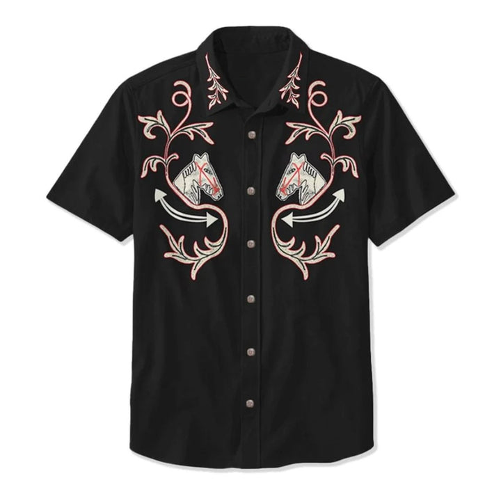 Men's Western Embroidered Short-Sleeve Shirt Relaxed Fit