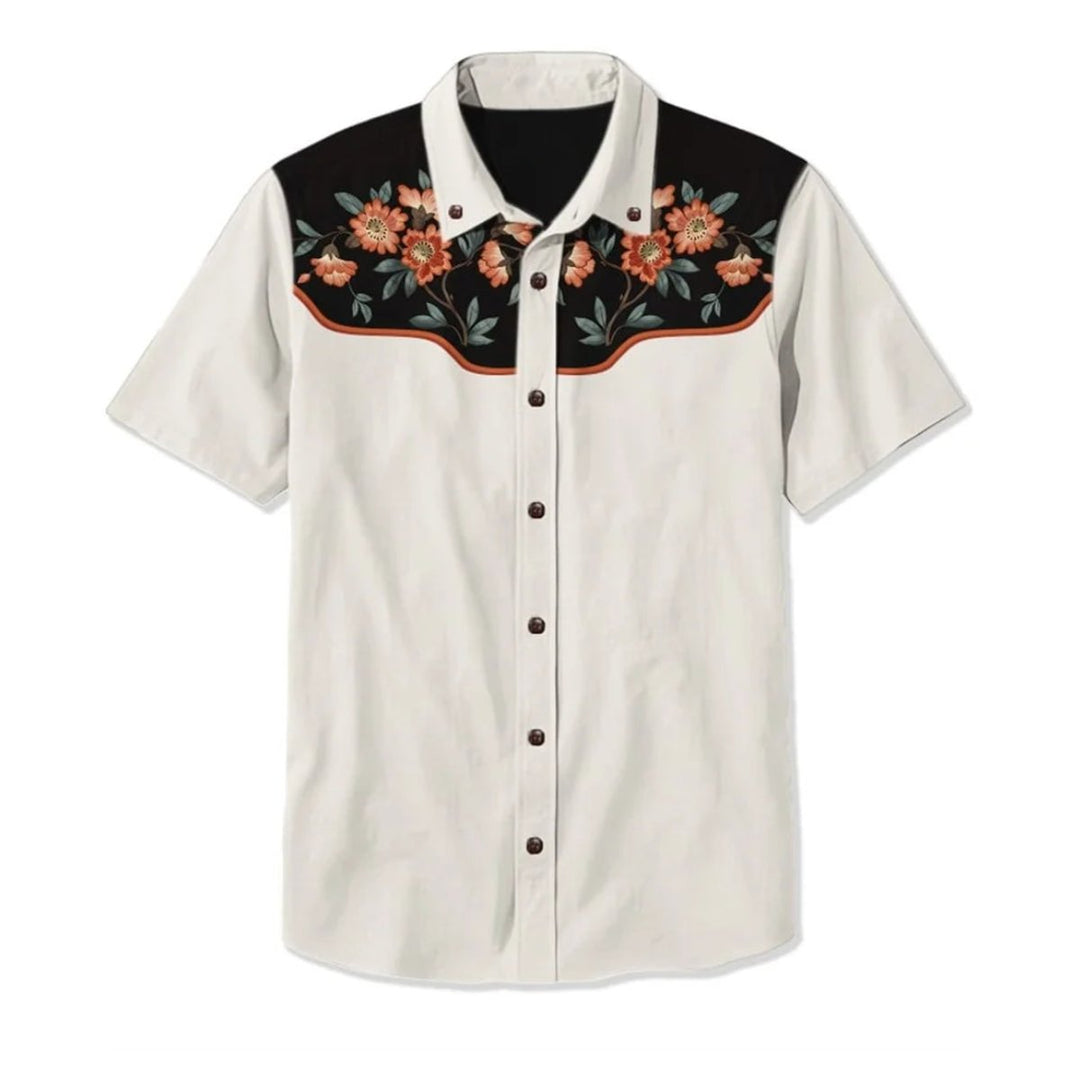 Men's Western Embroidered Short-Sleeve Shirt Relaxed Fit