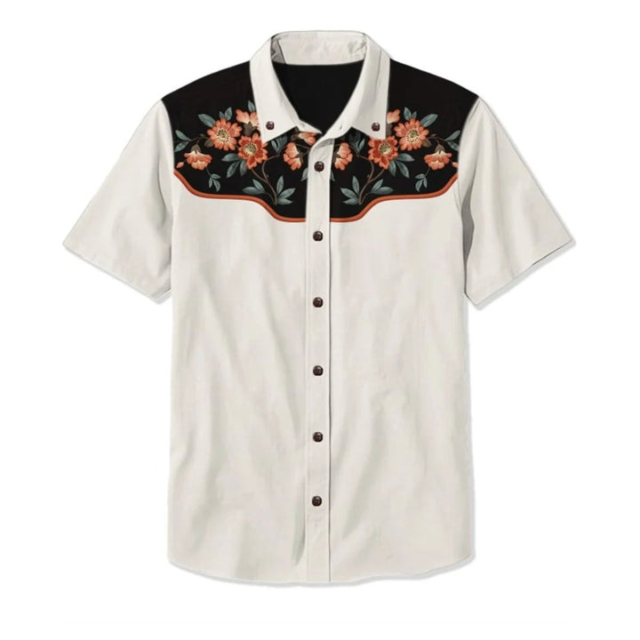 Men's Western Embroidered Short-Sleeve Shirt Relaxed Fit