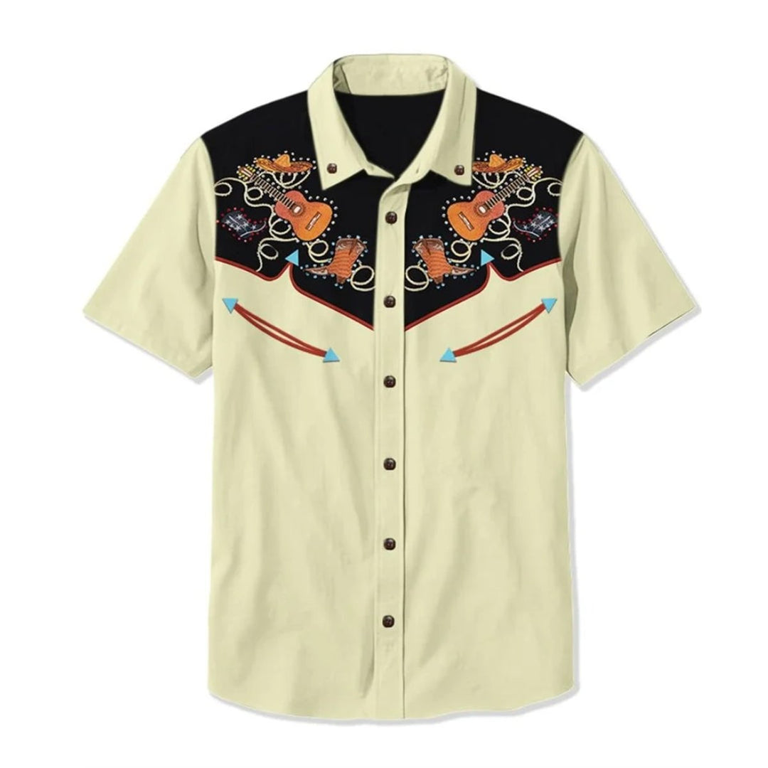 Men's Western Embroidered Short-Sleeve Shirt Relaxed Fit