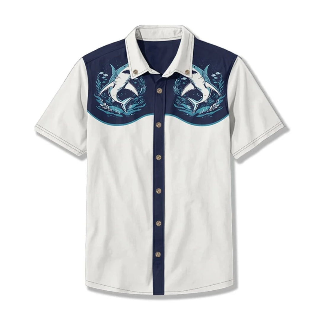 Men's Western Embroidered Short-Sleeve Shirt Relaxed Fit