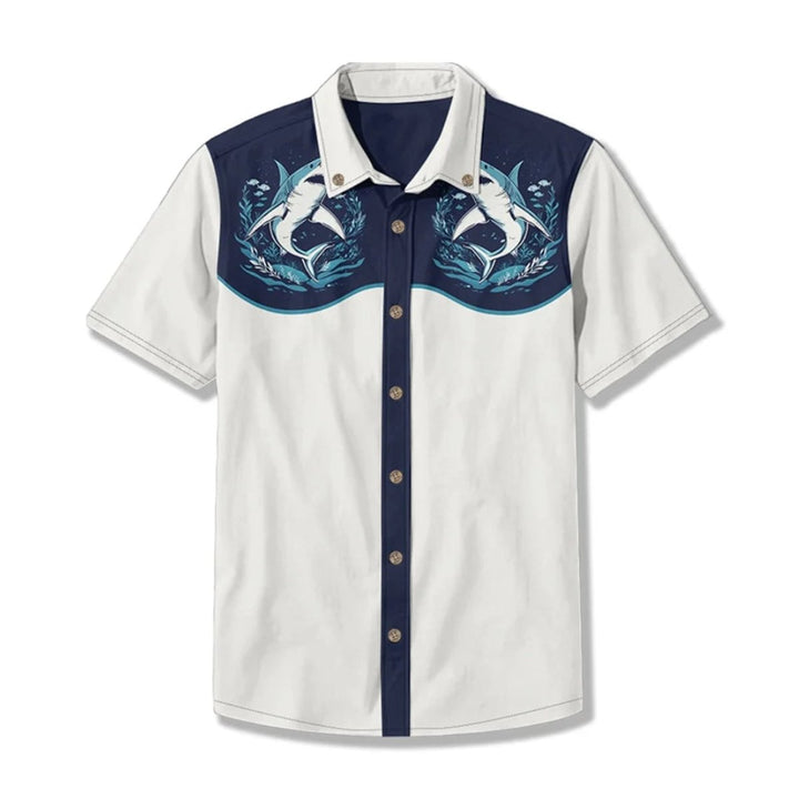 Men's Western Embroidered Short-Sleeve Shirt Relaxed Fit