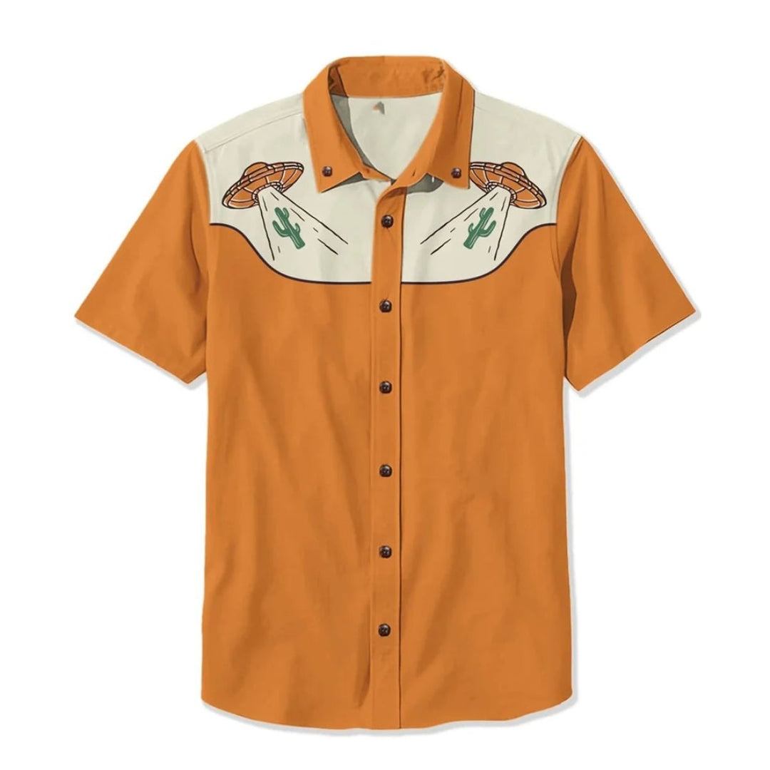 Men's Western Embroidered Short-Sleeve Shirt Relaxed Fit
