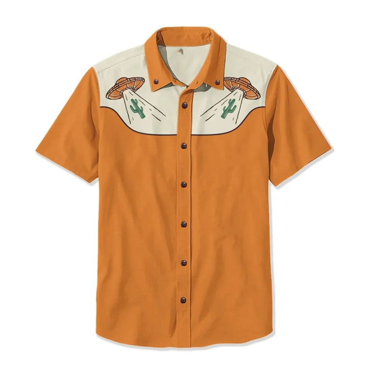 Men's Western Embroidered Short-Sleeve Shirt Relaxed Fit