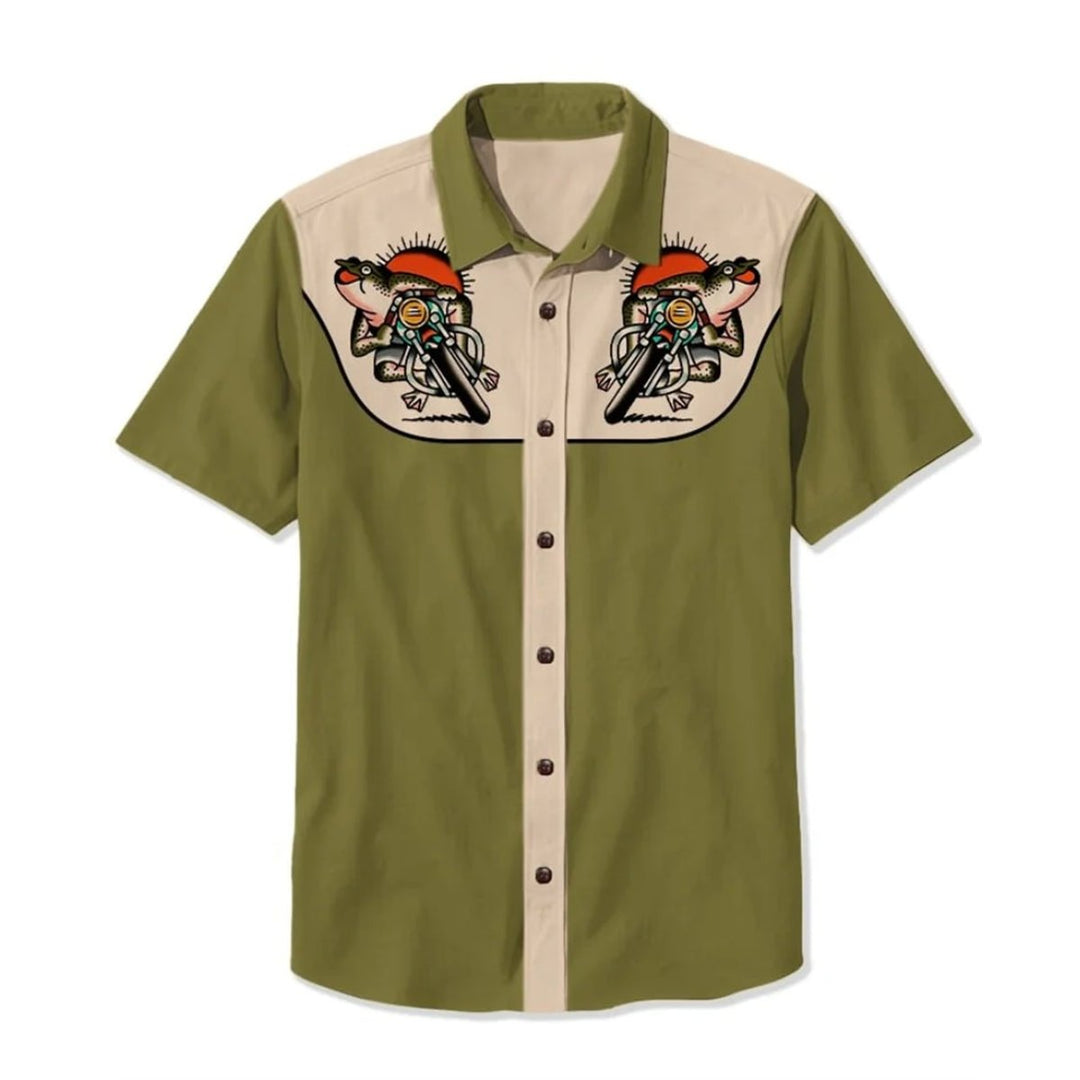 Men's Western Embroidered Short-Sleeve Shirt Relaxed Fit