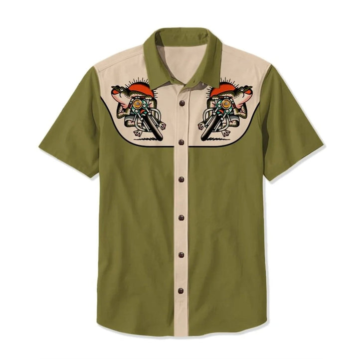 Men's Western Embroidered Short-Sleeve Shirt Relaxed Fit