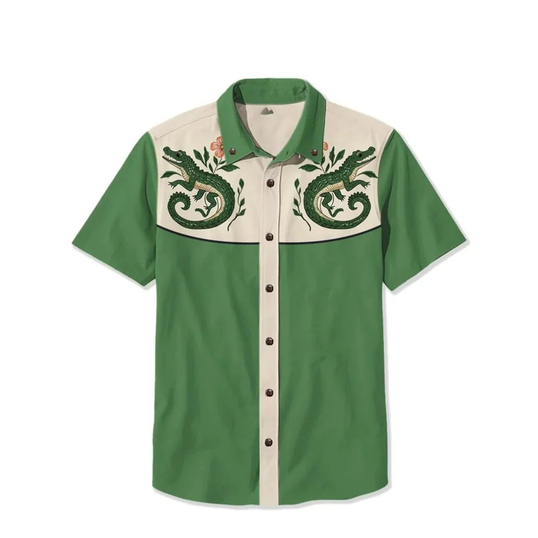 Men's Western Embroidered Short-Sleeve Shirt Relaxed Fit