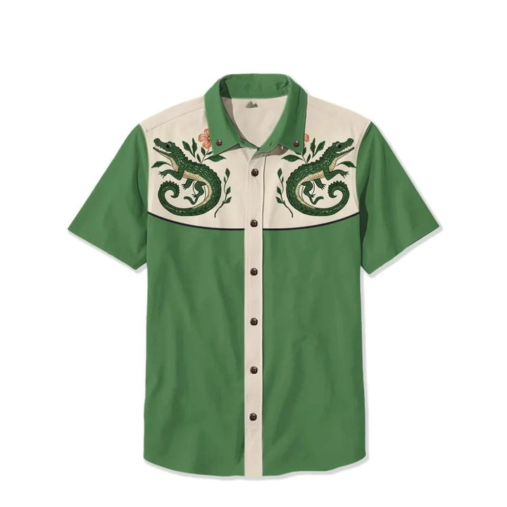 Men's Western Embroidered Short-Sleeve Shirt Relaxed Fit