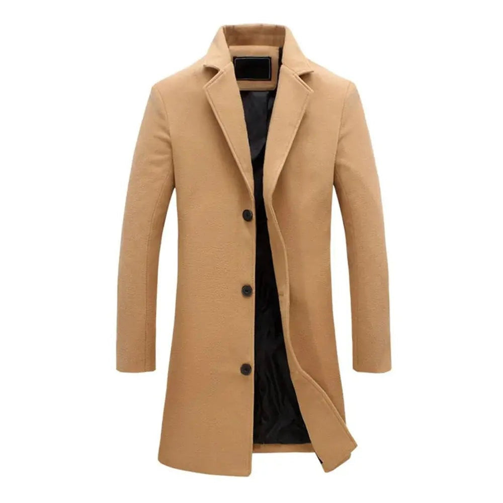 Men's Wool-Blend Long Overcoat Tailored Mens Jacket