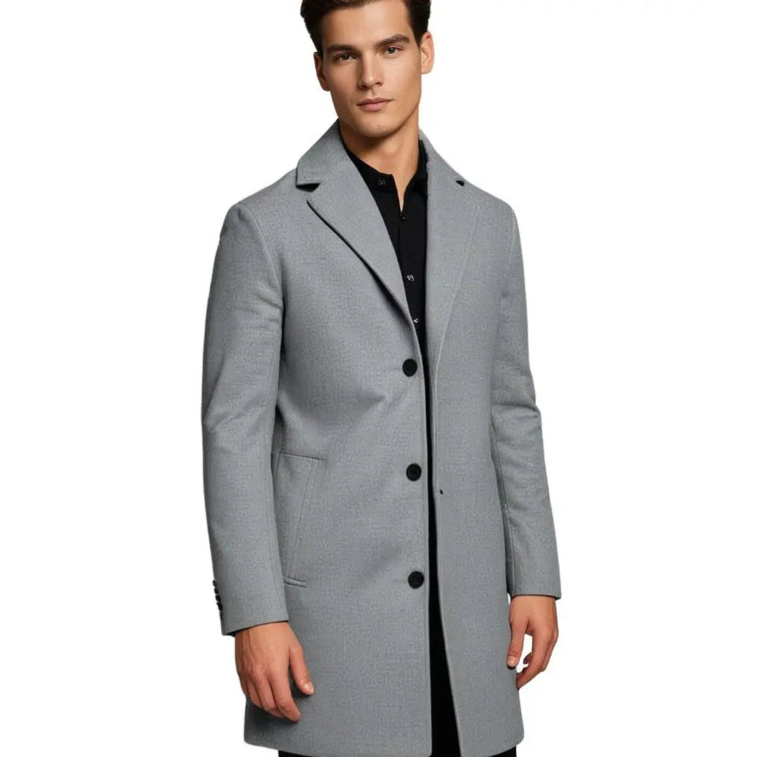 Men's Wool-Blend Long Overcoat Tailored Mens Jacket