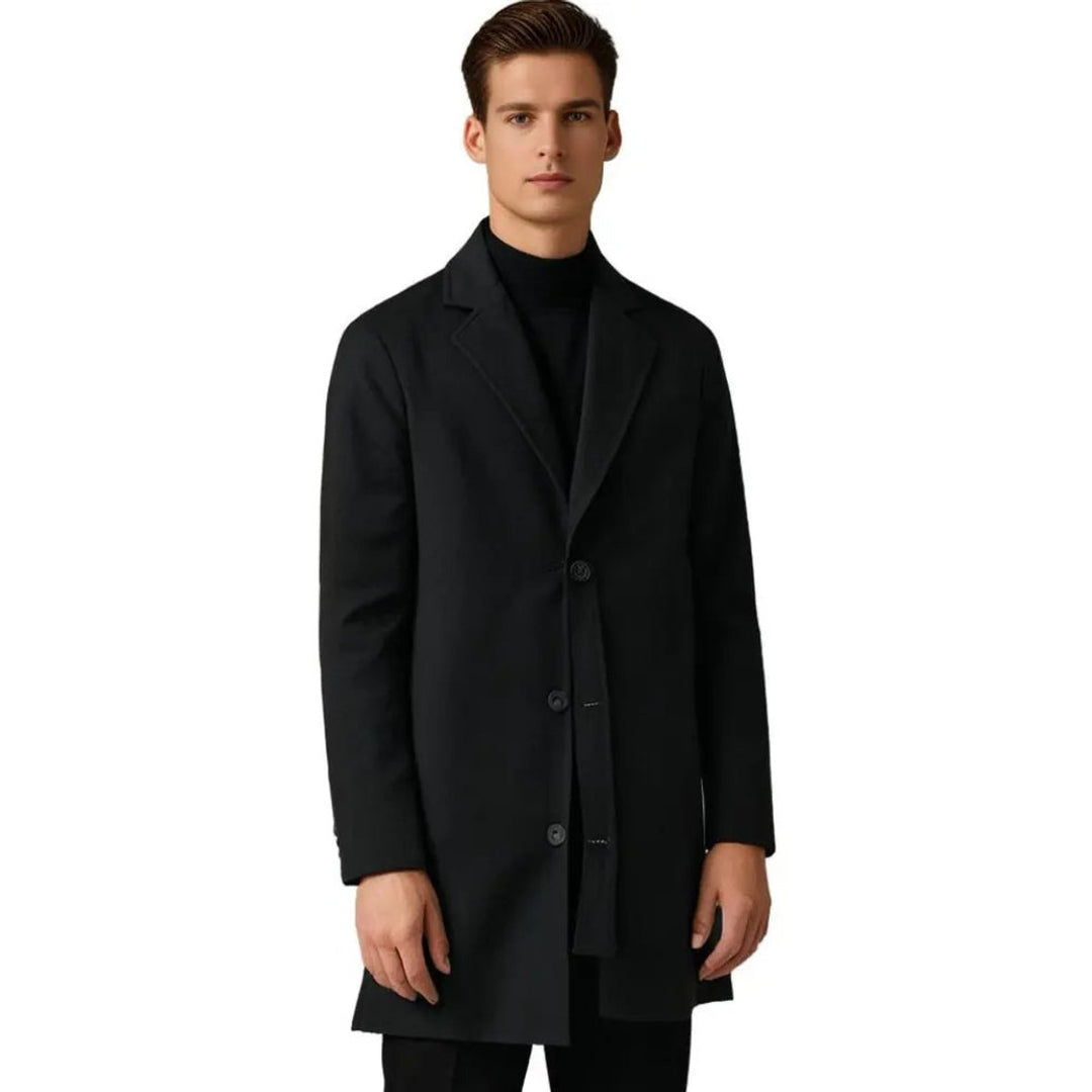 Men's Wool-Blend Long Overcoat Tailored Mens Jacket