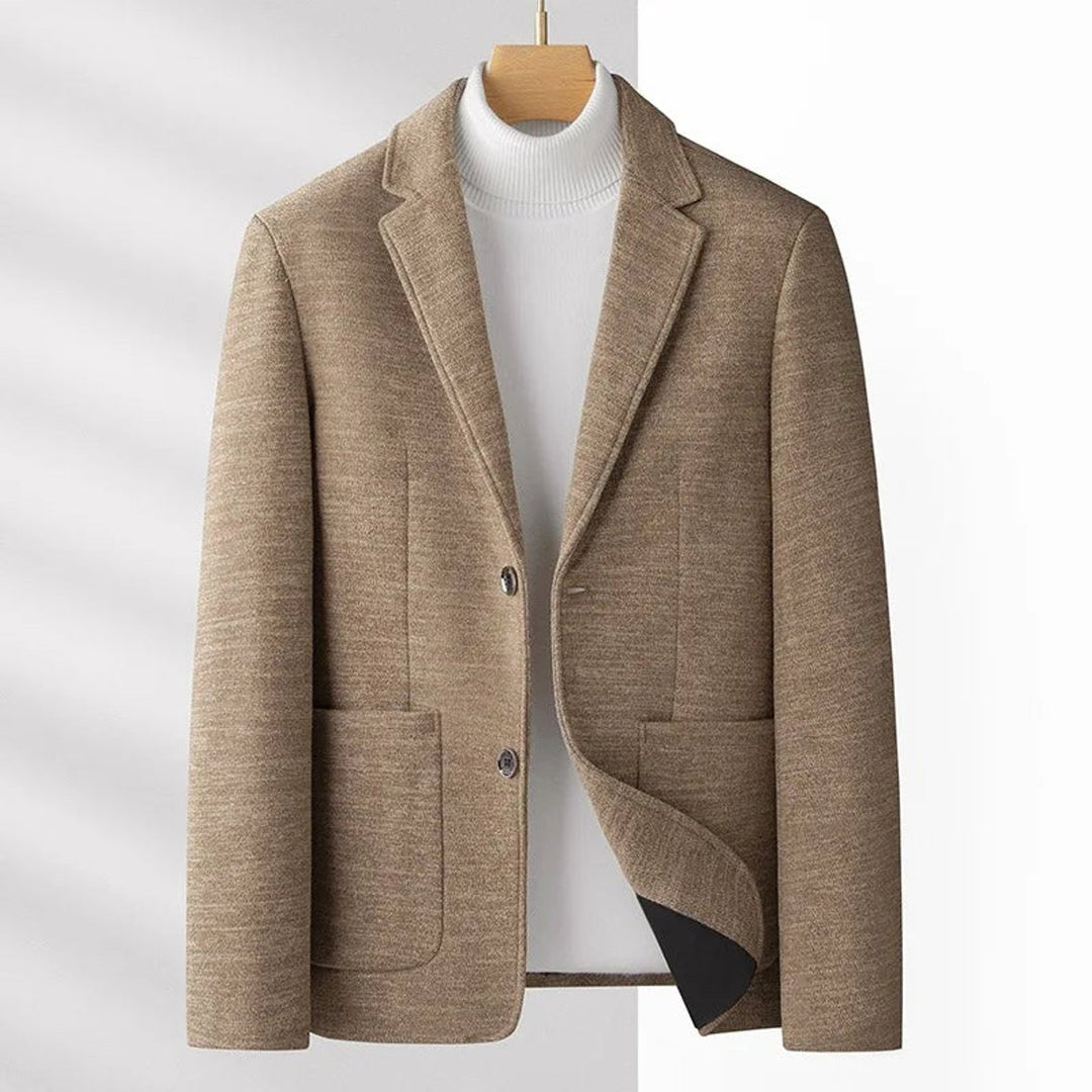 Mens Wool-Blend Smart Casual Blazer Jacket Notch Lapel