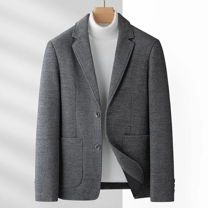 Mens Wool-Blend Smart Casual Blazer Jacket Notch Lapel