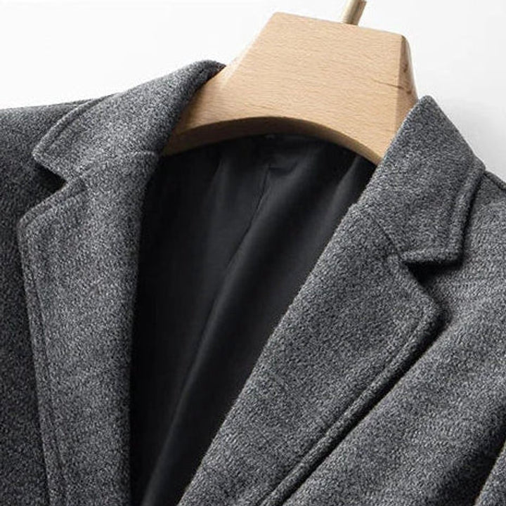 Mens Wool-Blend Smart Casual Blazer Jacket Notch Lapel