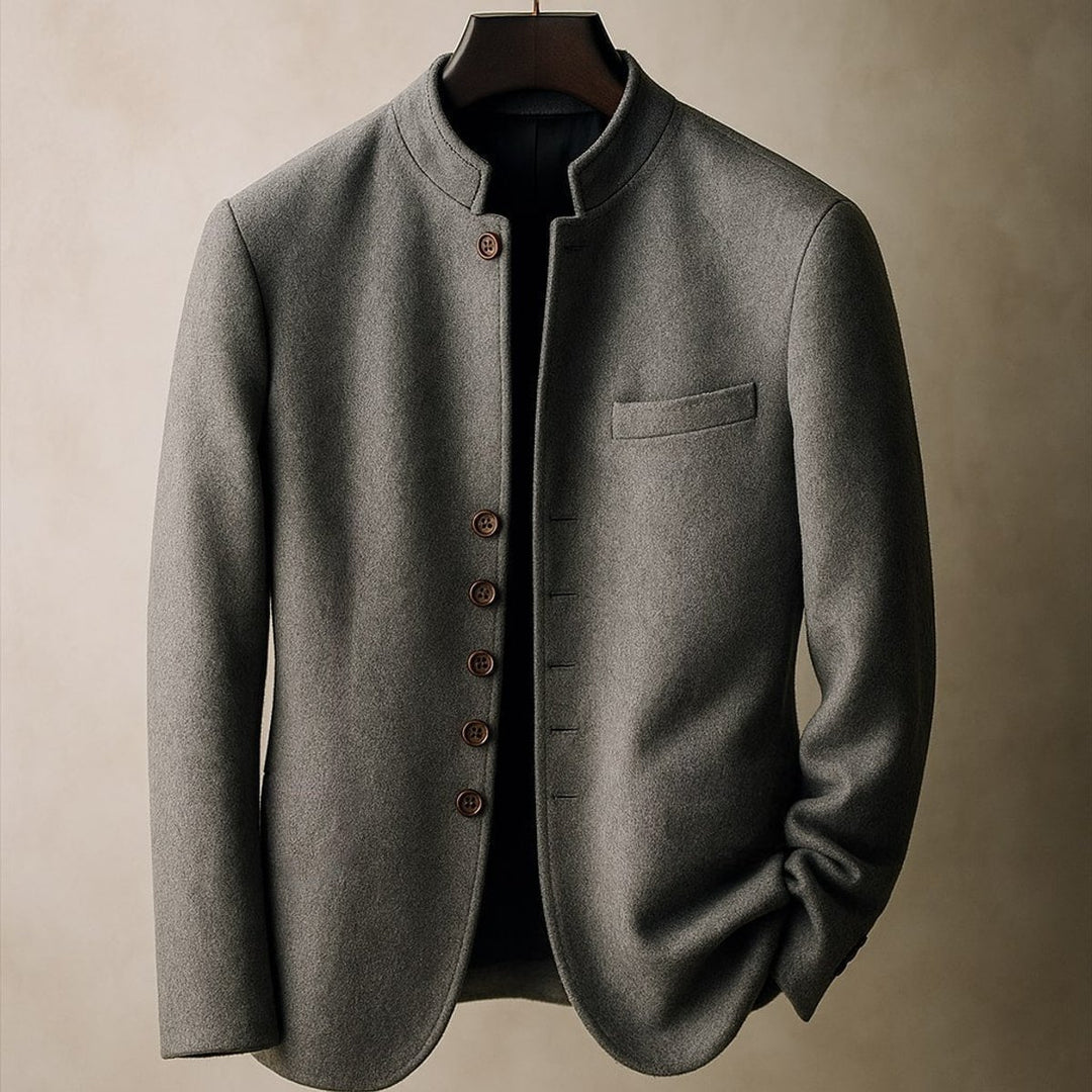 Men's Wool Stand-Collar Tailored Jacket Coat