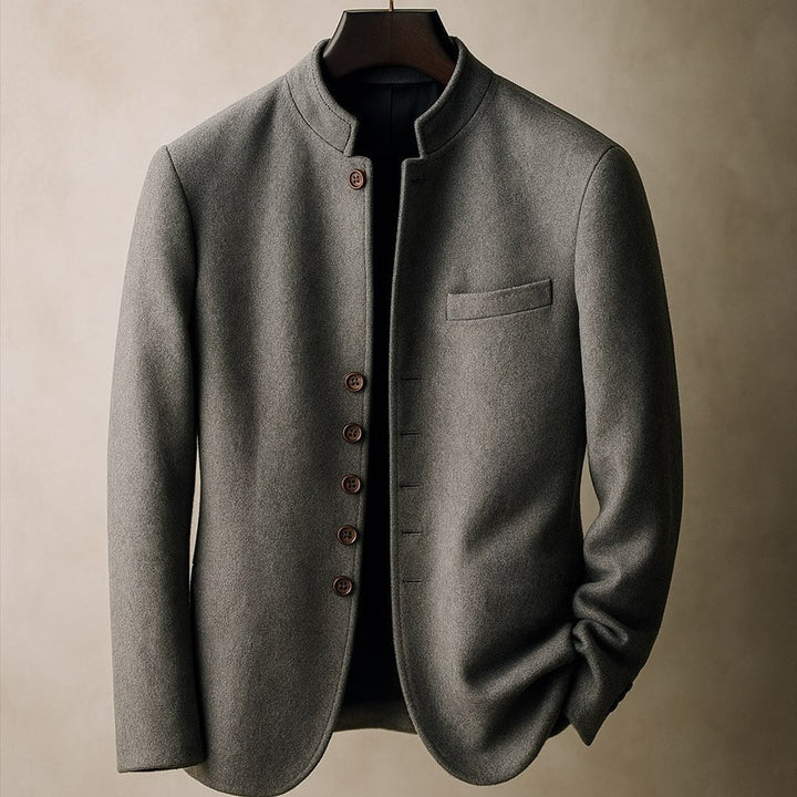 Men's Wool Stand-Collar Tailored Jacket Coat