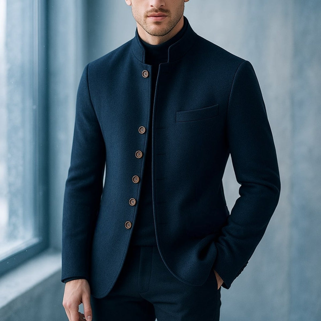 Men's Wool Stand-Collar Tailored Jacket Coat