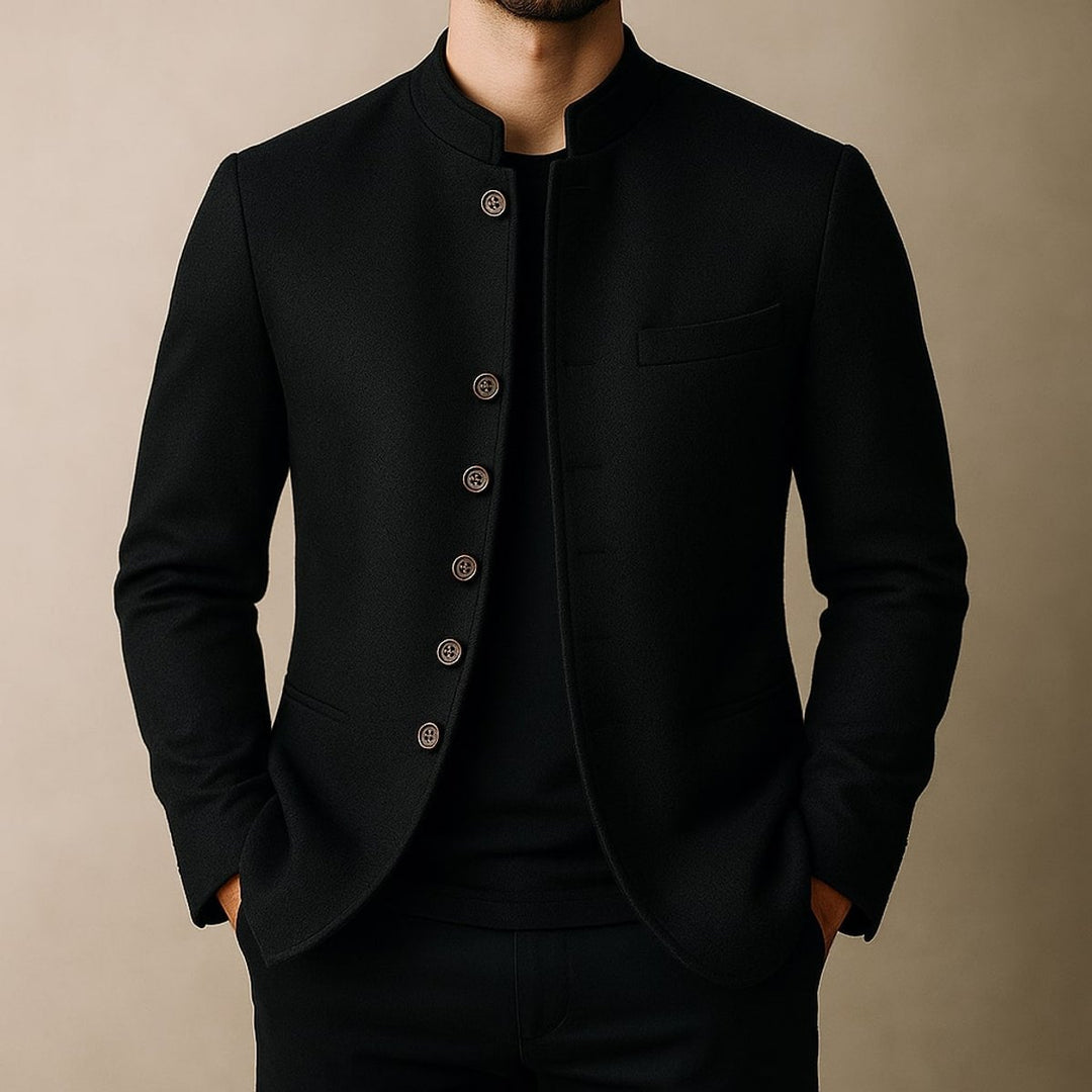 Men's Wool Stand-Collar Tailored Jacket Coat