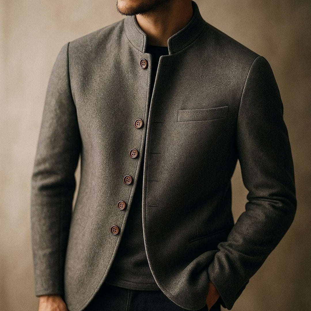 Men's Wool Stand-Collar Tailored Jacket Coat