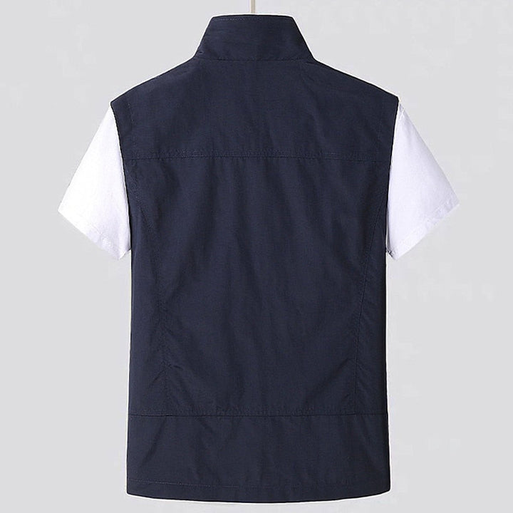 Men's Zip Hoodie Utility Vest Lightweight Multi-Pocket Gilet