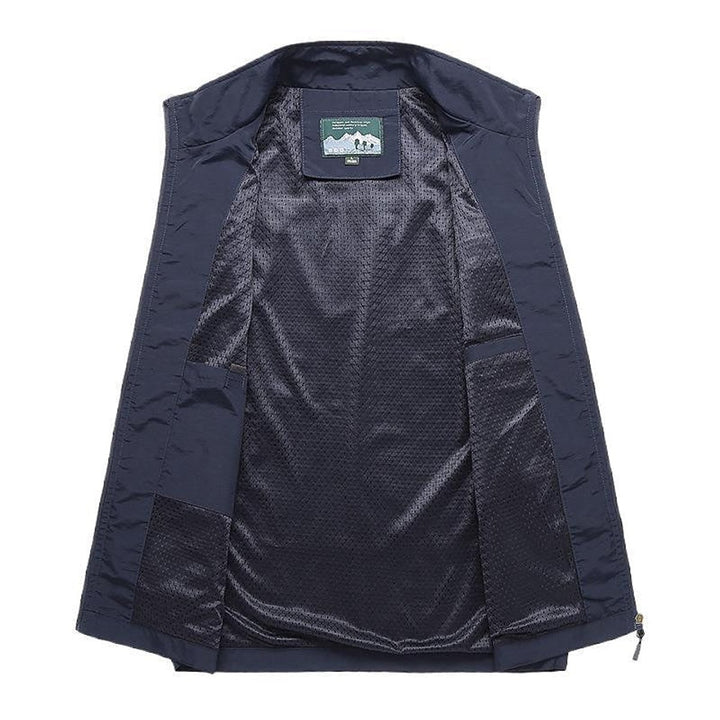 Men's Zip Hoodie Utility Vest Lightweight Multi-Pocket Gilet