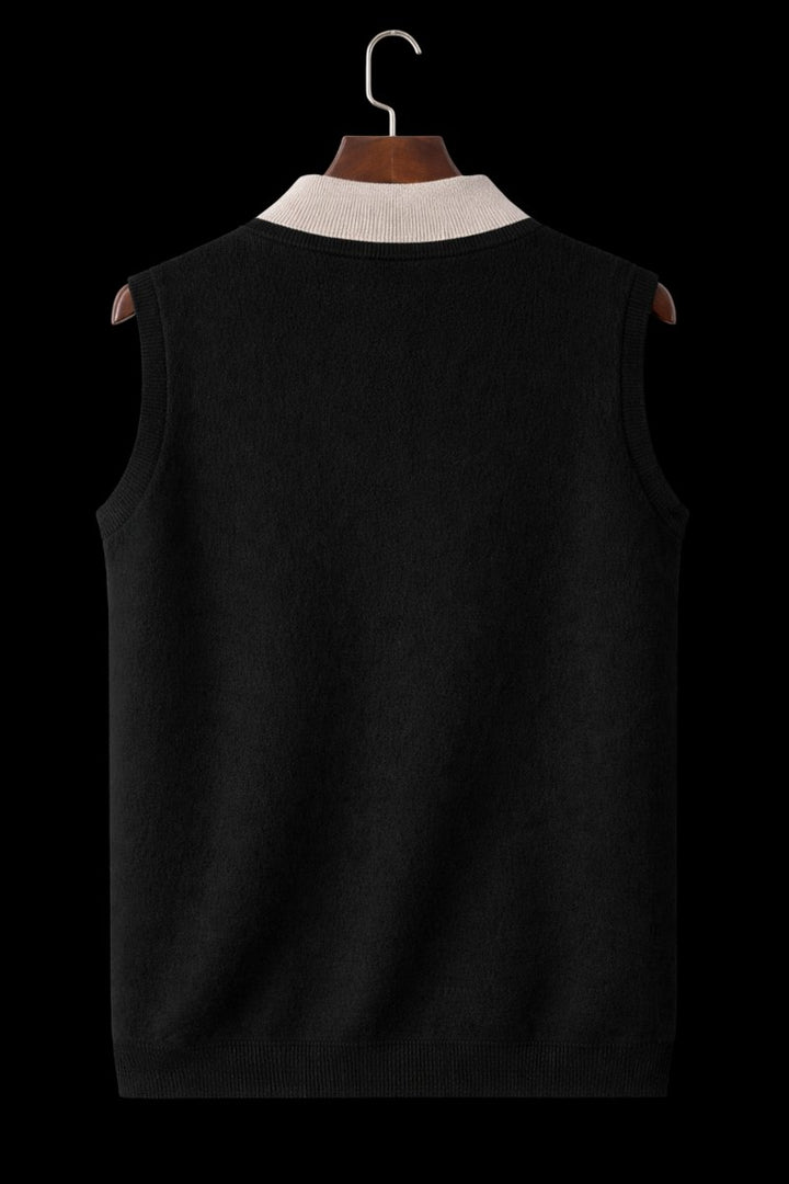 Mens Zip Knitwear Sleeveless Wool Knitted Cardigan Vest